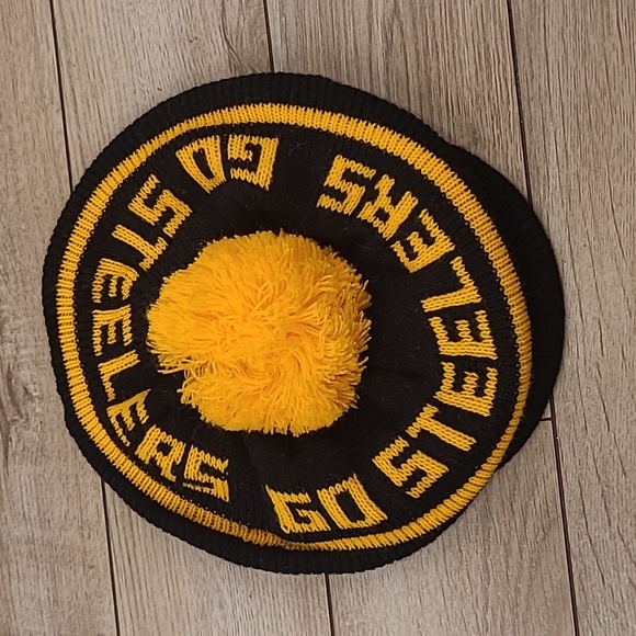 RARE Vintage Pittsburgh Steelers Winter Hat Beanie Knit Cap Pom Tam Beret Unisex - Picture 6 of 9